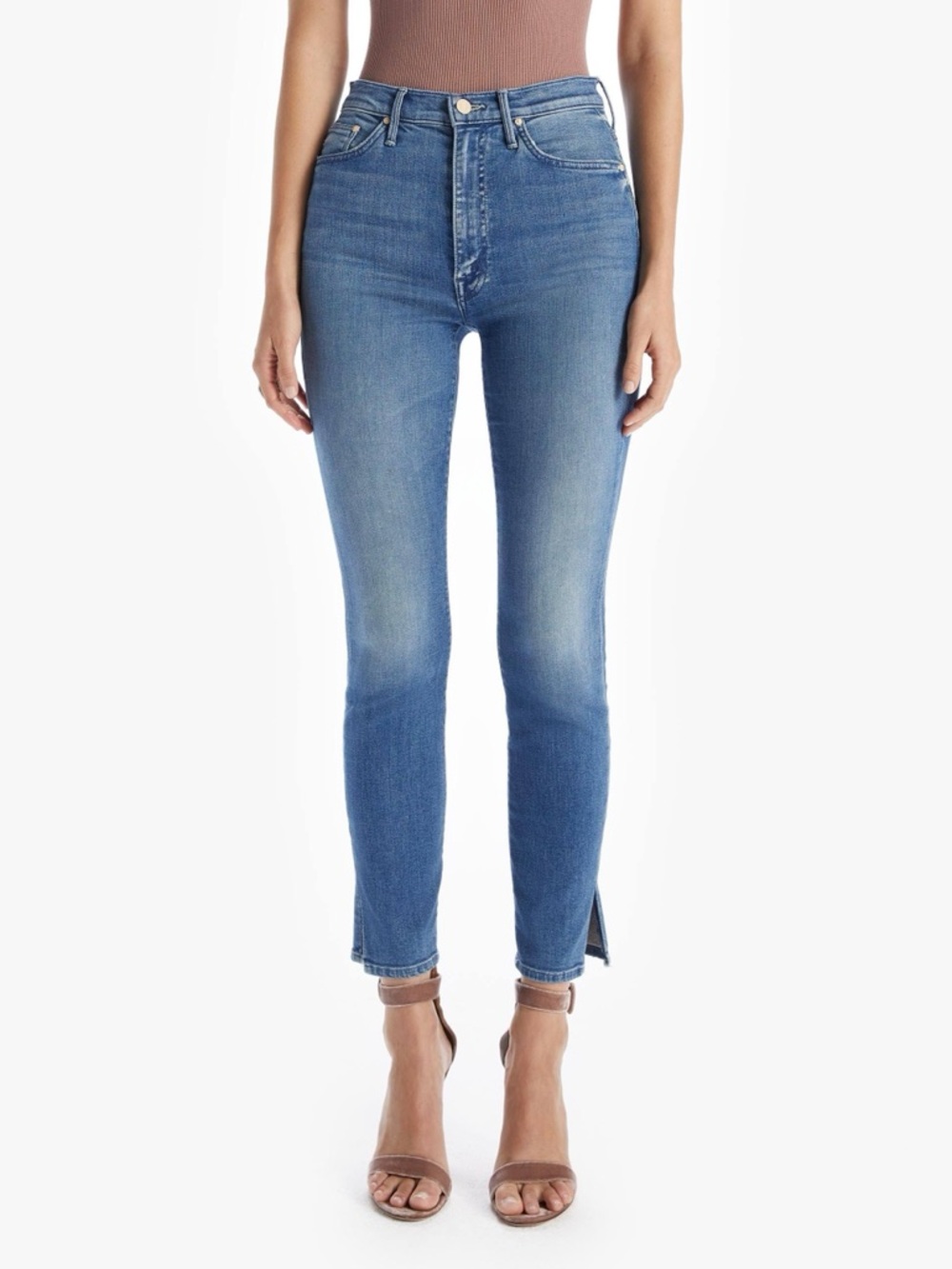 Mother The Swooner Ankle Slice Jeans 29 High Rise Skinny Blue Stretch Denim